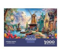 Villaggio olandese Puzzle in Cartone Premium 1000 Pezzi Puzzle Città mulino vento con Gioco Educativo Per La Sgonfiatina Per Decorazioni Murali, Regali Per Le Donne E Gli Uomini 70x50cm/1000pcs
