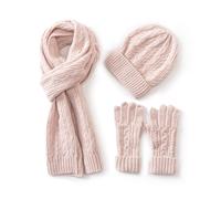 Villand 3 in 1 Cappello di Lana Guanti e Sciarpa Set Invernale da Donna Cappello