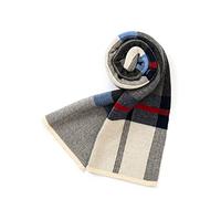 Villand Sciarpa Lavorata a Maglia Scozzese in Lana Merino Australiana per Uomo, Cravatte Calde e Morbide Invernali Scozzesi con Confezione Regalo (Tartan Grigio Blu)