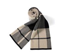 Villand Sciarpa Lavorata a Maglia Scozzese in Lana Merino Australiana per Uomo, Cravatte Calde e Morbide Invernali Scozzesi con Confezione Regalo (A Quadri Grigio Cammello)