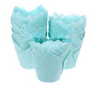VILLCASE 100 Pezzi Pirottini di Carta a Forma di Loto, e’olio | Colore Azzurro Chiaro, Stile Assortito Creativo, per Muffin e Impasti da Cupcake, Barriera Contro il Grasso Stile Casuale
