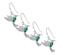 VILLCASE 2 Paia di Orecchini a Bottone e Pendenti Colibrì con Zirconi Verdi, Gioielli Donna per Madre e Figlia, Design Volante, Comodi da Indossare, Regalo Elegante per Occasioni Speciali