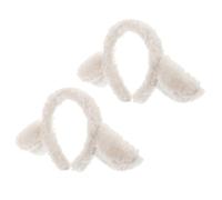VILLCASE 2 Pezzi Cerchietto per Chioma Orecchie di Agnello Bianco Morbido, Accessorio Carino e Peluche per Feste a Tema Animali e Performance