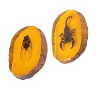 VILLCASE 2 Pezzi Ciondolo in Resina Effetto Ambra Insetto Naturale, Ciondolo per Collana e Accessori Orecchini Fai da Te, Giallo, per Bigiotteria e Gioielli Artigianali