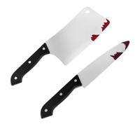 VILLCASE 2 Pezzi Coltello e Divertente Finto di Plastica Sangue Artificiale per Halloween, Giocattolo Realistico Accessorio Spaventoso per Scherzi e Feste