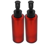 VILLCASE 2 Pezzi Flacone Ricaricabile in Vetro Ambrato da 100ml Pompa Airless per Olio e Lozione, Design Raffinato e Portabilità Comoda la Routine di Bellezza e Bagno