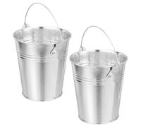 VILLCASE 2 Pezzi Secchio Raccogli Olio per Barbecue in Lamiera Zincata Argento, Previene Macchie e Raccoglie Grasso in Eccesso, per Cucine All'aperto e Picnic