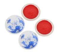 VILLCASE 2 Pezzi Tampone di Inchiostro Ceramico Rosso per Calligrafia e Pittura Coperchio, Aspetto Liscio e Facile da Usare per Scrittura e Arte Manuale