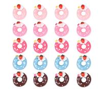 VILLCASE 20 Pezzi Accessori in Resina a Forma di Ciambella Artificiali Fragola, Portatili e Resistenti allo Sbiadimento, Decorazioni per Micro Paesaggi e Desktop Colore Casuale