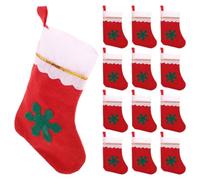 VILLCASE 24 Pezzi Decorazione a Calzino Natalizio in Stoffa, Piccolo | Vetrina e Sacchetti Regalo, Uso Multiplo, Colori Festivi Classici, per Scambi e Famiglia Stile Casuale