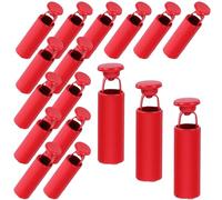 VILLCASE 24 Pezzi Fermacorda in Metallo Rosso 20x7mm Sgancio Rapido, Punte Terminali per Cordoncini di Felpe, Zaini e Tende, Accessori Resistenti per attività Outdoor e Uso