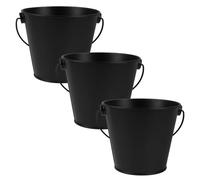 VILLCASE 3 Pezzi Secchio per Olio da Barbecue in Lamiera, Nero, Resistente e Riutilizzabile per Raccolta Grasso Durante Barbecue Esterno