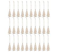 VILLCASE 30 Pezzi Decorazioni Natalizie in Legno Non Finite Sagome Albero di Natale con Base e Corda Idee Fai da Te per Decorazioni Festive e Attività di Gruppo