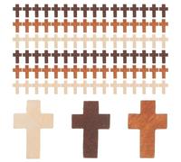 VILLCASE 300 Ciondoli Religiosi a Forma di Croce in Legno Piccoli Ciondoli per Collane e Braccialetti Ornamenti Cristiani Fai da Te per Regali di Battesimo e Cresima Decorazioni a Croce