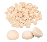 VILLCASE 300 Pezzi Mezze Palline Legno Naturale Grezze da Liscia per Gioielli Decorazioni Casa e Fai da Te Artigianale