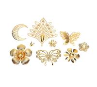 VILLCASE 37 Pezzi Charms in Ferro Hollow 3d a Forma di Fiore e Farfalla Oro, Accessori Fatti a Mano per Collane e Decorazioni per Chioma, per DIY e Creazioni Artigianali Stili multipli