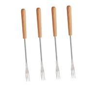 VILLCASE 4 pezzi Forchette Fonduta Acciaio con Manico Legno Forchettine per Marshmallow Formaggio e Barbecue Utensili da Cucina Resistenti e Portatili