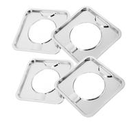 VILLCASE 4 Pezzi Leccarda Copri Fornello Fodere Per Fornelli Per Bruciatori a Gas Griglia Leccarda Copri Bruciatore Quadrato Copertura Della Cucina a Gas Acciaio Inossidabile Argento