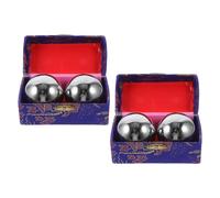 VILLCASE 4 Pezzi Palline Baoding da Massaggio in Ferro Argento per Esercizi di Flessibilità e Circolazione Sana Effetto Terapeutico, per Meditazione e Relax
