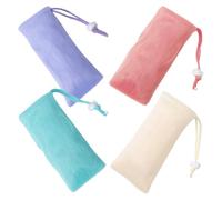 VILLCASE 4 Pezzi Sacchetto per Sapone in Rete Pe Antiscivolo e Portatile, Borsa da Viaggio per Sapone Artigianale e Uso All'aperto, Sacchetto Schiumogeno Compatto