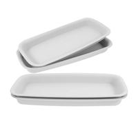 VILLCASE 4 Pezzi Sottovasi Rettangolari in Plastica per Piante da Interno Vassoi Raccolta Acqua Profondi con Antigoccia per Vasi di Varie Dimensioni e Protezione Pavimenti