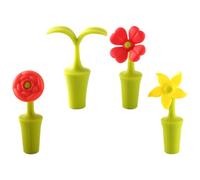 VILLCASE 4 Pezzi Tappi per Bottiglie in Silicone Forma di Fiore Tappi Sigillanti Resistenti e Antiruggine per Vino Design Creativo con Roseto Girasole Foglia e Trifoglio Regalo per Amanti