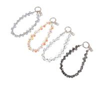 VILLCASE 4pezzi Cordino per Cellulare da Polso Catena Staccabile e Perline di Cristallo Bracciale Anti-smarrimento Leggero e Elegante per Telefono Cellulare Utile per Sport e Viaggio