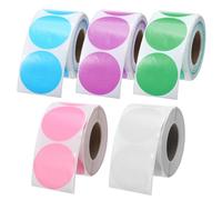 VILLCASE 5 Etichette Termiche Colorate Rotonde Resistenti Olio Abrasione Carta Adesiva per Stampe Veloci Ufficio Magazzino Scuola Compatibile Stampanti Termiche