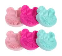 VILLCASE 6 Pezzi Spugna in Silicone Compatta per Pulizia Pennelli Trucco Viso e Ombretto con Doppia Superficie Testurizzata Asciugatura Rapida per Viaggi On The Go