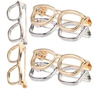 VILLCASE 6 Spille Creative a Forma di Occhiali in Lega Oro e Argento Accessori Leggeri per Abiti da Donna Spille per Maglioni Sciarpe e Borse Regalo Decorativo per Ragazze e Signore