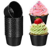 VILLCASE 60 Pezzi Pirottini Carta per Muffin Neri, Resistenti 230°c, Antiaderenti