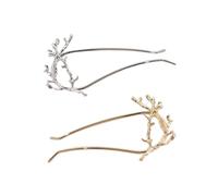 VILLCASE Accessori Argento Eleganti Forma Ramo Retrò Lega a e D'albero San Mollette 2 Pezzi in Colore Oro Fermagli Compleanno per Chioma Donna