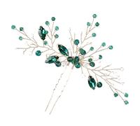 VILLCASE Accessorio Chioma Sposa Cristalli Verde Flessibile a Forma di U per Feste di Matrimonio Elegante Fermaglio per Chioma da Sposa e Damigelle