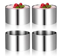 VILLCASE Anelli Antiadherente in Inossidabile 4 Set e Acciaio Mousse per Rotondi 8x8x5cm Pasticceria e Biscotti per Cucina Professionale e Casalinga