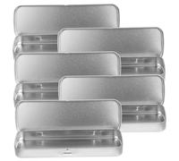 VILLCASE Astuccio per Scuola in Metallo, Scatola Rettangolare Monostrato, Set 5 Pezzi, Argento, per Matite, Gomme e Penne