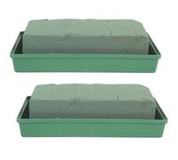 VILLCASE Base Quadrata per Composizioni Floreali 2 Pezzi in Schiuma Plastica Verde Assorbimento d'Acqua per Mantenere Fiori Freschi per Tombe e Eventi Speciali