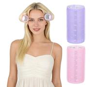 VILLCASE Bigodini Jumbo per Chioma Anima in Alluminio Set da 2 Pezzi Rosa e Viola Bigodini per Arricciare senza Calore Autobloccanti Volume Naturale per Chioma Fini da Viaggio