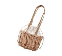 VILLCASE Borsa di Paglia a Secchiello per Ragazzo Ragazza e Donna Borsa Intrecciata in Rattan per Matrimonio e Ballo Spazio per Cellulare e Snack
