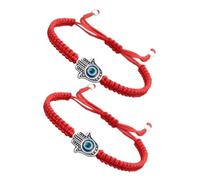VILLCASE Braccialetti di Corda Intrecciati Regolabili 2 Pezzi Ciondolo Anti-malocchio Rosso, Bracciali Amuleto di Protezione Unisex, Accessori Fatti a Mano per Scongiurare Energie Negative