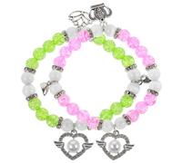 VILLCASE Braccialetti Magnetici a Forma di Cuore per Coppie Set di 2 Braccialetti di Perline Elastiche Regolabili Gioielli Abbinati Colorati per Amicizia e Vacanze Accessori Unisex per