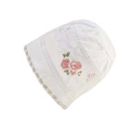 VILLCASE Cappello da Sole Regolabile per Bambina in Cotone Bianco Design Vintage, Cappellino Protettivo per Vacanze Estive e Foto Ricordo