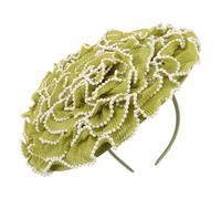 VILLCASE Cappello Fascinator Floreale Verde Bordo Perle, Cerchietto e Clip Antiscivolo per Tea Party, Matrimonio e Festa, Copricapo Elegante da Donna Adatto a Tutte le Età