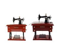 VILLCASE Carillon in Plastica Marrone Vintage Set 2 Pezzi a Forma di Macchina da Cucire Mini Decorazione da Scrivania Atmosfera Melodica per Ufficio e Festa di Compleanno