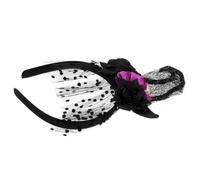 VILLCASE Cerchietto da Strega Nero Cappello Mini in Pizzo Elegante per Donne, Accessorio Chioma Halloween in Plastica e Tessuto Non Tessuto, per Feste e Costumi