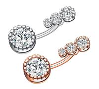 VILLCASE Cerchio Per Pomo D'adamo in Metallo Inossidabile Zirconi Brillanti, 2 Pezzi, Piercing Per Pancia Ipoallergenico Per Donne e Ragazze
