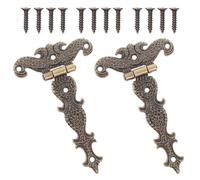 VILLCASE Cerniere in Lega Di Zinco Anticate a Forma Di T Set Da 2 Pezzi Per Scatole in Legno Accessori Decorativi Retro Per Mobili Facili Da Installare Dimensioni 4.4X2.6 Pollici