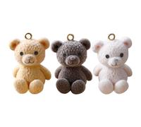 VILLCASE Ciondoli a Forma di Orso Kawaii per Creazione di Gioielli, Set 3 Pezzi in Microfloccato, per Orecchini e Bracciali Fai da Te, Accessori Artigianali Color Caffè, Bianco e Beige,