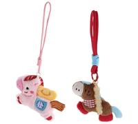 VILLCASE Ciondolo Telefono Cavallino in Peluche 2 Pezzi, Decorativo | Telefono e Borsa, Feste ed Esterni, Leggero, Fissaggio Sicuro, Stile Carino e Uso Versatile