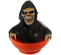 VILLCASE Ciotola Porta Caramelle Halloween con Scheletro Animato, Luce e Suono, Plastica Elettronica, Sensore di Presenza per Decorazioni Festa e Giardino Esterno