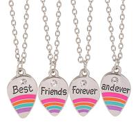 VILLCASE Collana Amicizia per Quattro Amiche, Set 4 Pezzi in Lega di Zinco | Superficie Liscia, Motivo Arcobaleno, per Scuola e Uso Quotidiano, Idea Regalo per Compleanno e Laurea